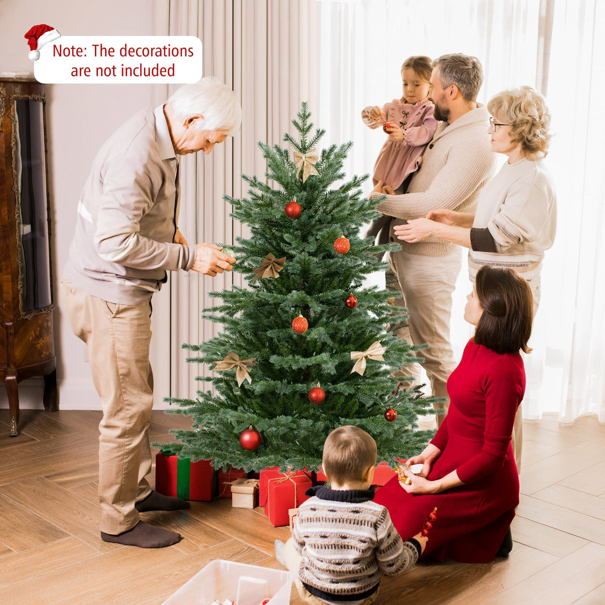 5/6/7 Feet Artificial Christmas Tree with 1426/2116/3156 Lush PVC and 200/300/400 Warm White LED Lights-5 fit-Christmas Trees-DECOROLALA