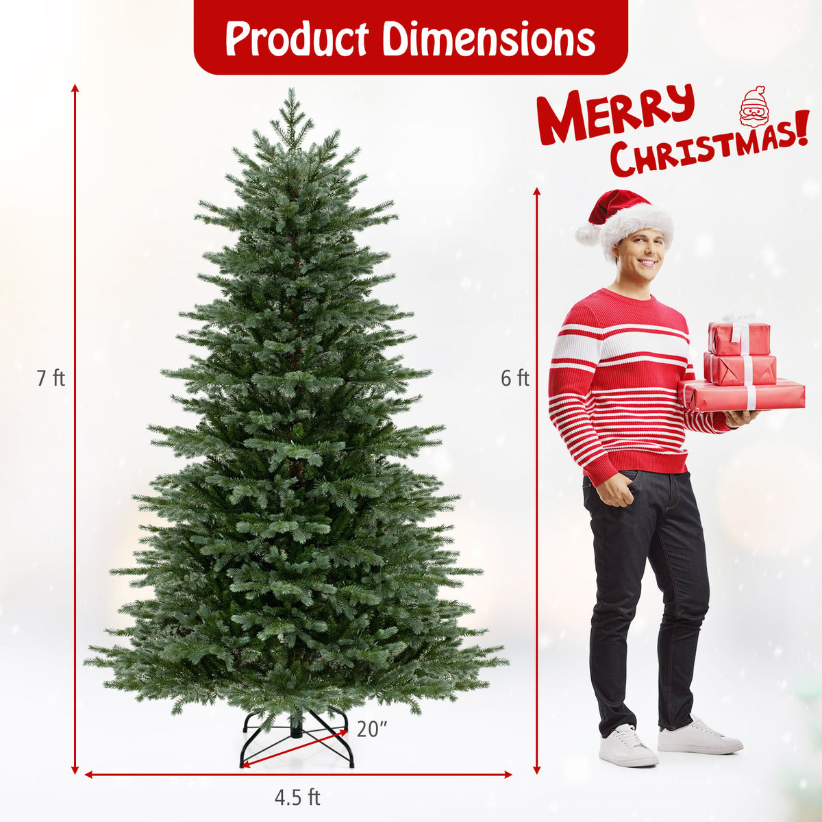 5/6/7 Feet Artificial Christmas Tree with 1426/2116/3156 Lush PVC and 200/300/400 Warm White LED Lights-L-Christmas Trees-DECOROLALA