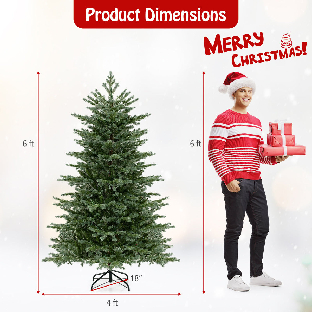 5/6/7 Feet Artificial Christmas Tree with 1426/2116/3156 Lush PVC and 200/300/400 Warm White LED Lights-M-Christmas Trees-DECOROLALA