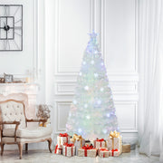 5/6/7 Feet Pre-Lit White Artificial Christmas Tree with Iridescent Leaves-6 ft-Christmas Trees-DECOROLALA