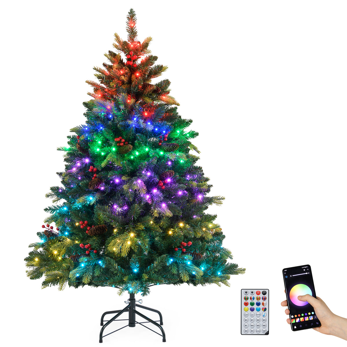 5/6/7/8 FT Artificial Christmas Tree with LED Lights and Remote APP Control-5 FT-Christmas Trees-DECOROLALA
