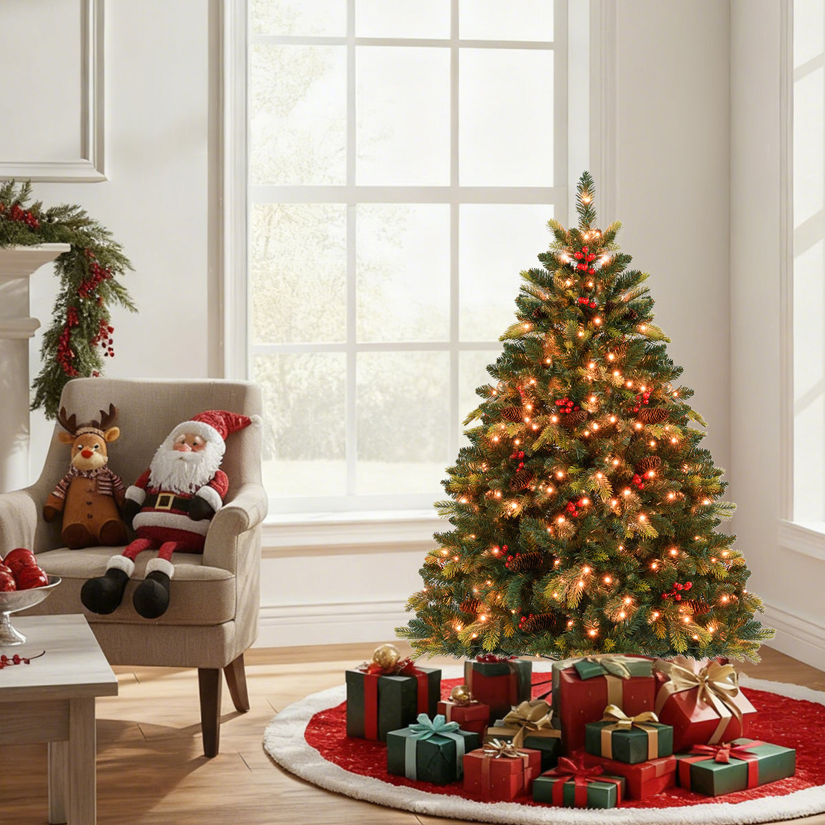 5/6/7/8 FT Artificial Christmas Tree with LED Lights and Remote APP Control-5 FT-Christmas Trees-DECOROLALA