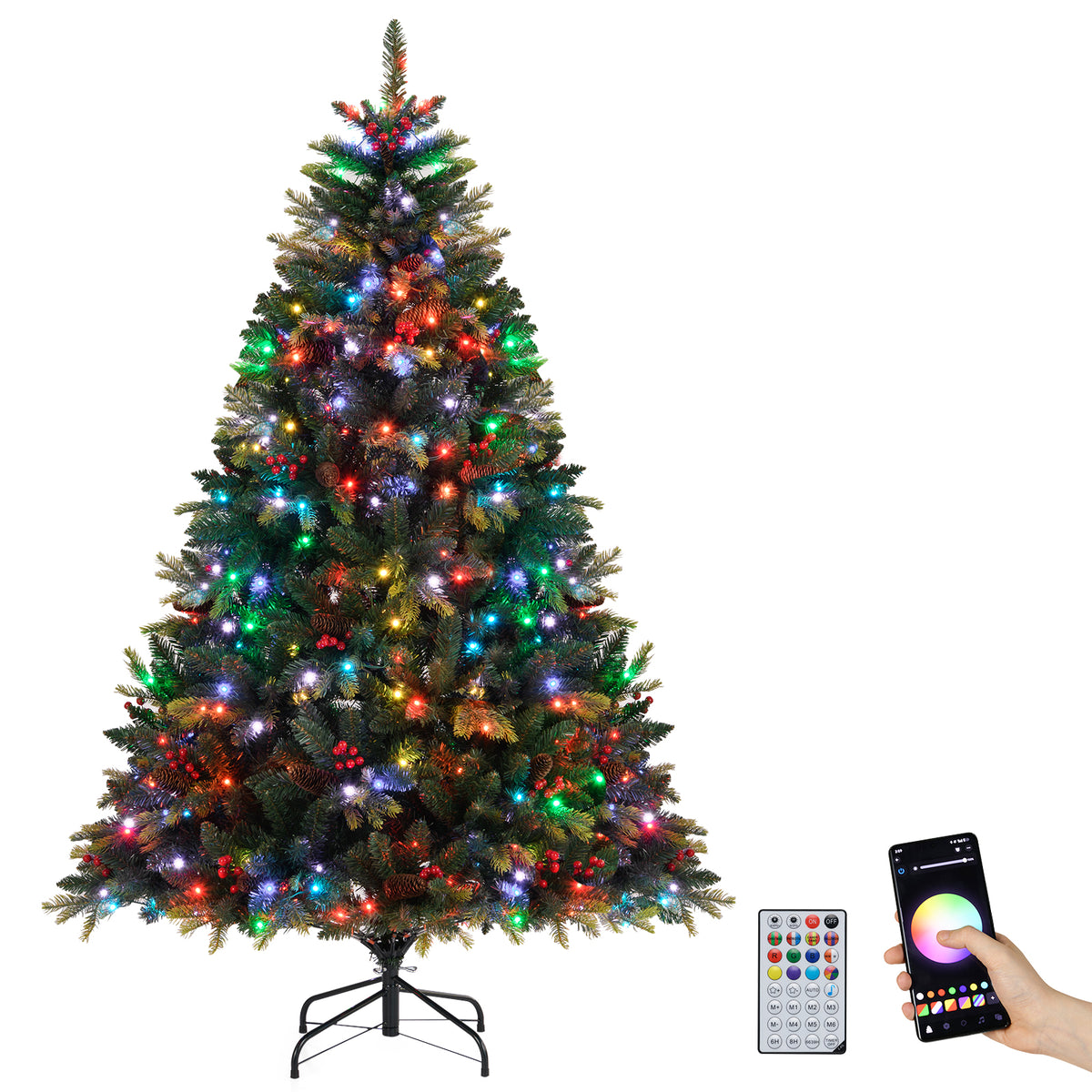 5/6/7/8 FT Artificial Christmas Tree with LED Lights and Remote APP Control-6 ft-Christmas Trees-DECOROLALA