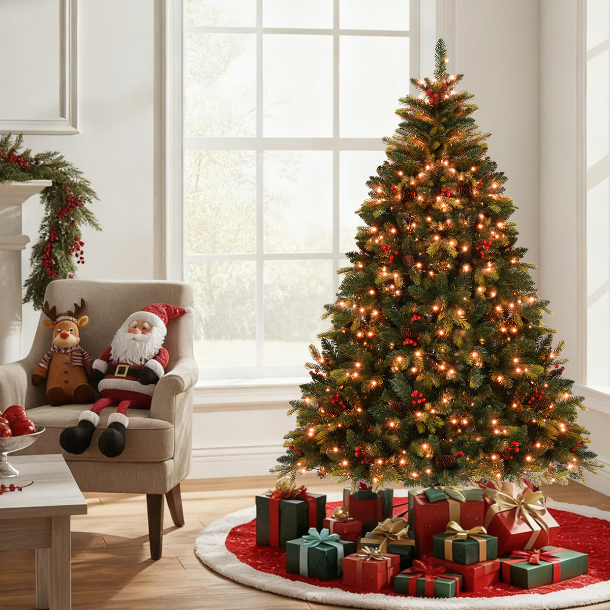 5/6/7/8 FT Artificial Christmas Tree with LED Lights and Remote APP Control-6 ft-Christmas Trees-DECOROLALA