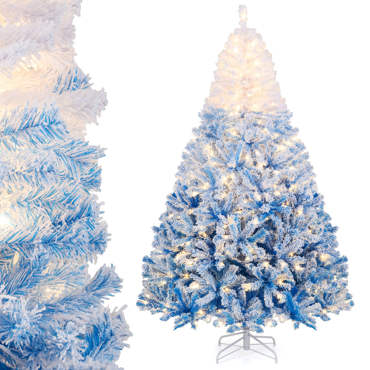 5/6/7/8 FT Artificial Christmas Tree with Warm White LED Lights and 8 Modes-7 Feet-Christmas Trees-DECOROLALA