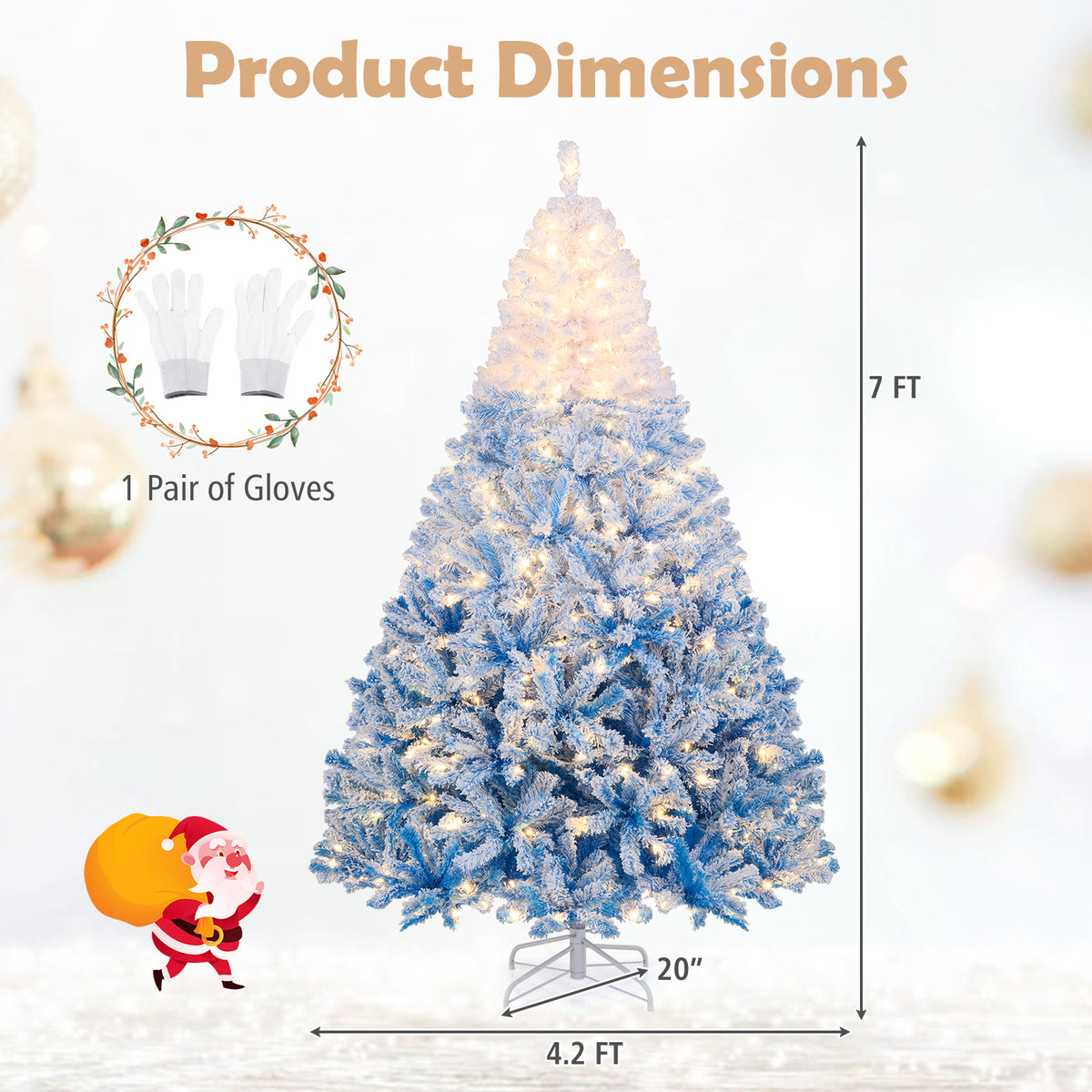 5/6/7/8 FT Artificial Christmas Tree with Warm White LED Lights and 8 Modes-7 Feet-Christmas Trees-DECOROLALA