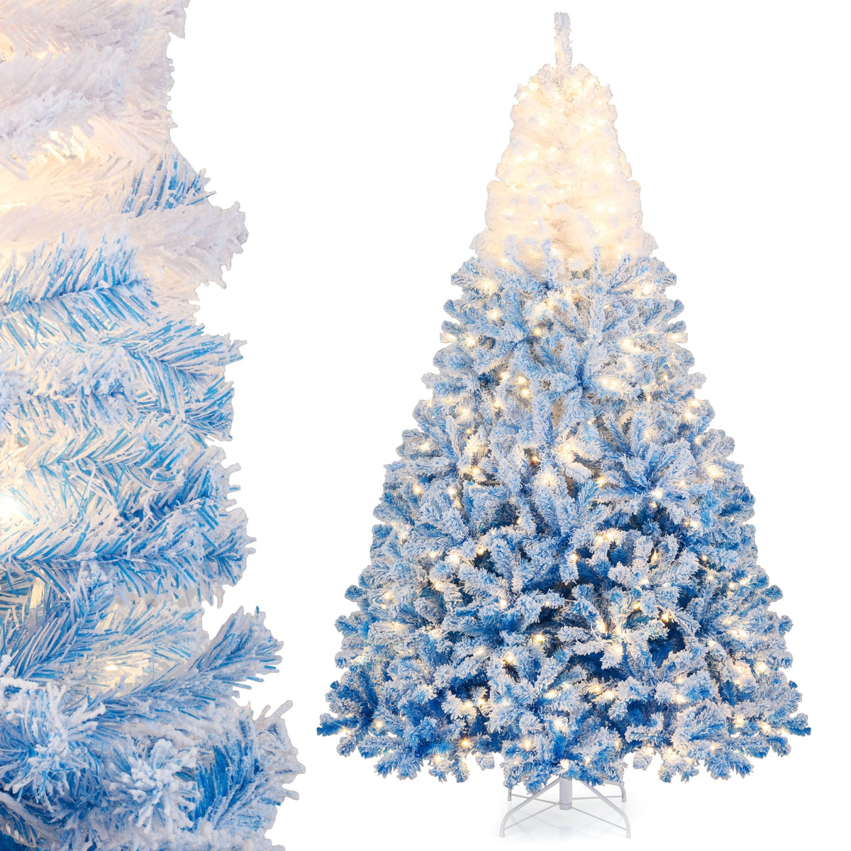 5/6/7/8 FT Artificial Christmas Tree with Warm White LED Lights and 8 Modes-8 Feet-Christmas Trees-DECOROLALA