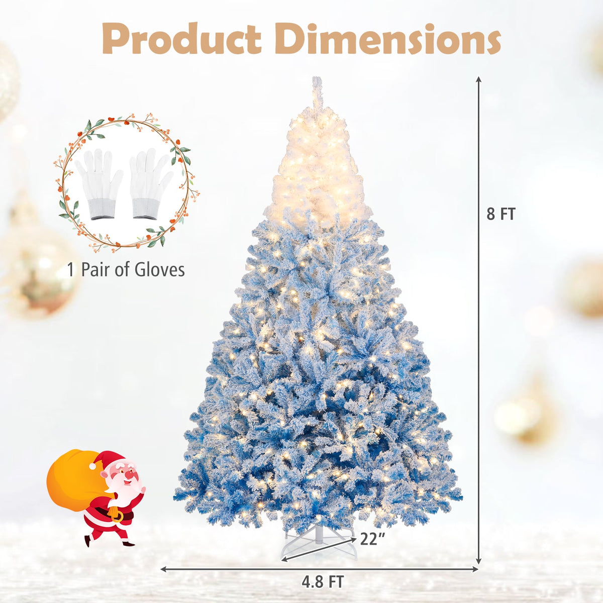 5/6/7/8 FT Artificial Christmas Tree with Warm White LED Lights and 8 Modes-8 Feet-Christmas Trees-DECOROLALA