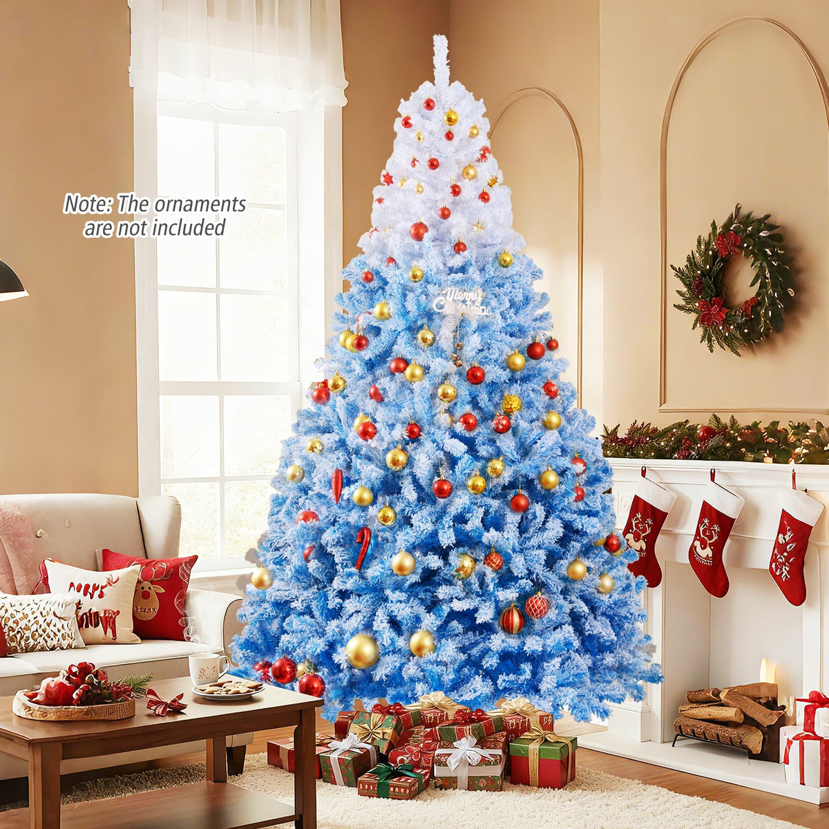 5/6/7/8 FT Artificial Christmas Tree with Warm White LED Lights and 8 Modes-8 Feet-Christmas Trees-DECOROLALA