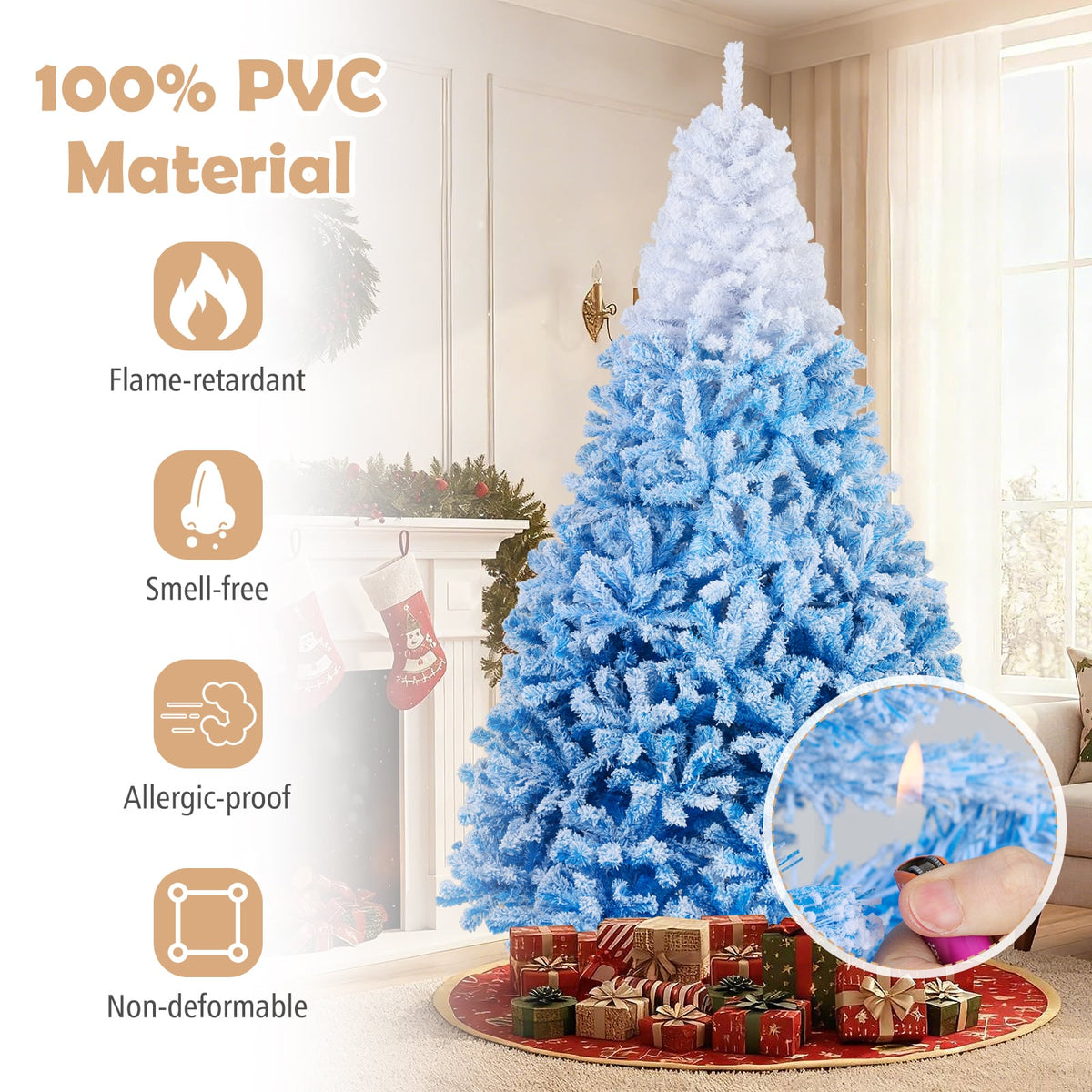 5/6/7/8 FT Artificial Christmas Tree with Warm White LED Lights and 8 Modes-8 Feet-Christmas Trees-DECOROLALA