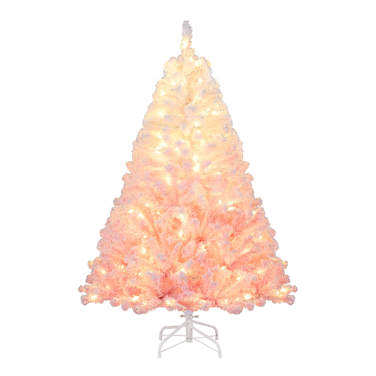 5/6/7/8 FT Artificial Christmas Tree with Warm White LED Lights and 8 Modes for Holiday-5 Feet-Christmas Trees-DECOROLALA
