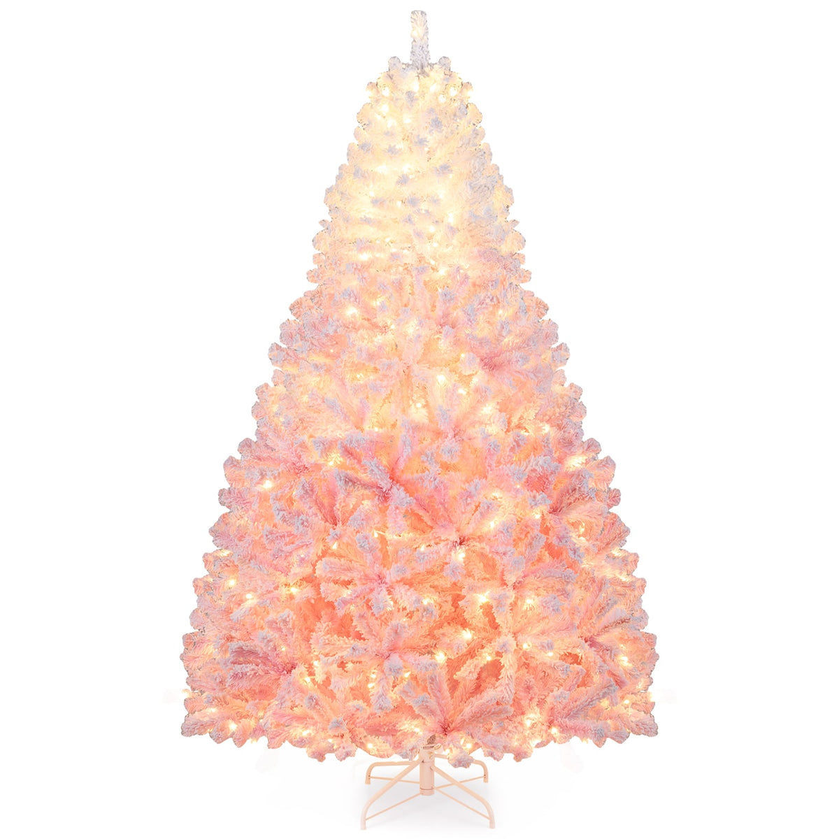 5/6/7/8 FT Artificial Christmas Tree with Warm White LED Lights and 8 Modes for Holiday-7 Feet-Christmas Trees-DECOROLALA