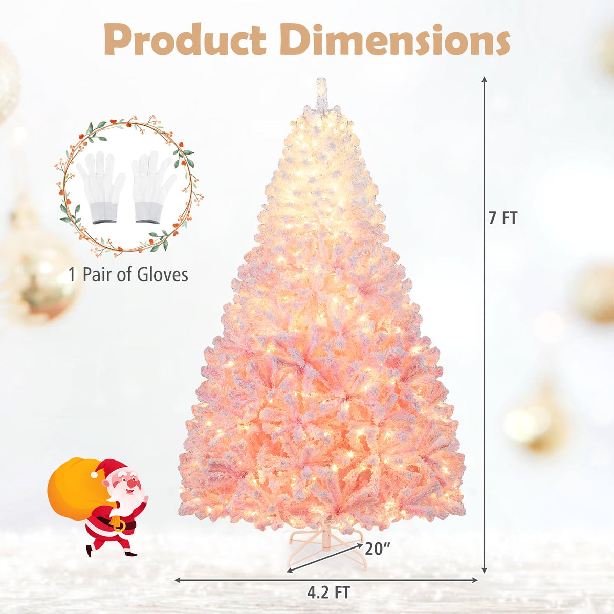 5/6/7/8 FT Artificial Christmas Tree with Warm White LED Lights and 8 Modes for Holiday-7 Feet-Christmas Trees-DECOROLALA
