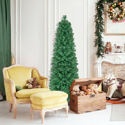 5/6/7/8 FT Pre-Lit Christmas Pencil Tree with Colorful Fiber Optics Green-5 ft-Christmas Trees-DECOROLALA