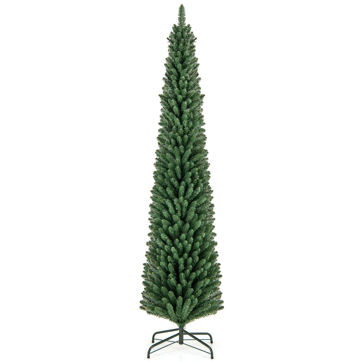 5/6/7/8 Feet Pencil Christmas Tree with 295/392/523/671 Memory Wire Branch Tips and Upgraded Metal Stand-8 ft-Christmas Trees-DECOROLALA
