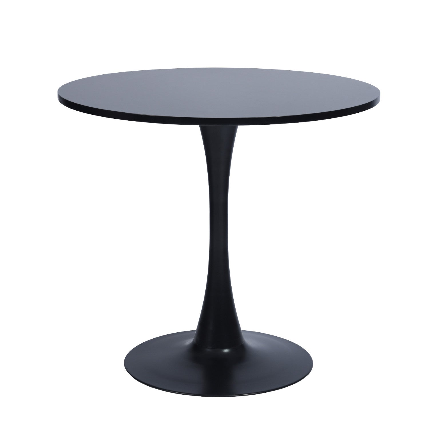 32" Black Wood Pedestal Base Round Top Dining Table-1