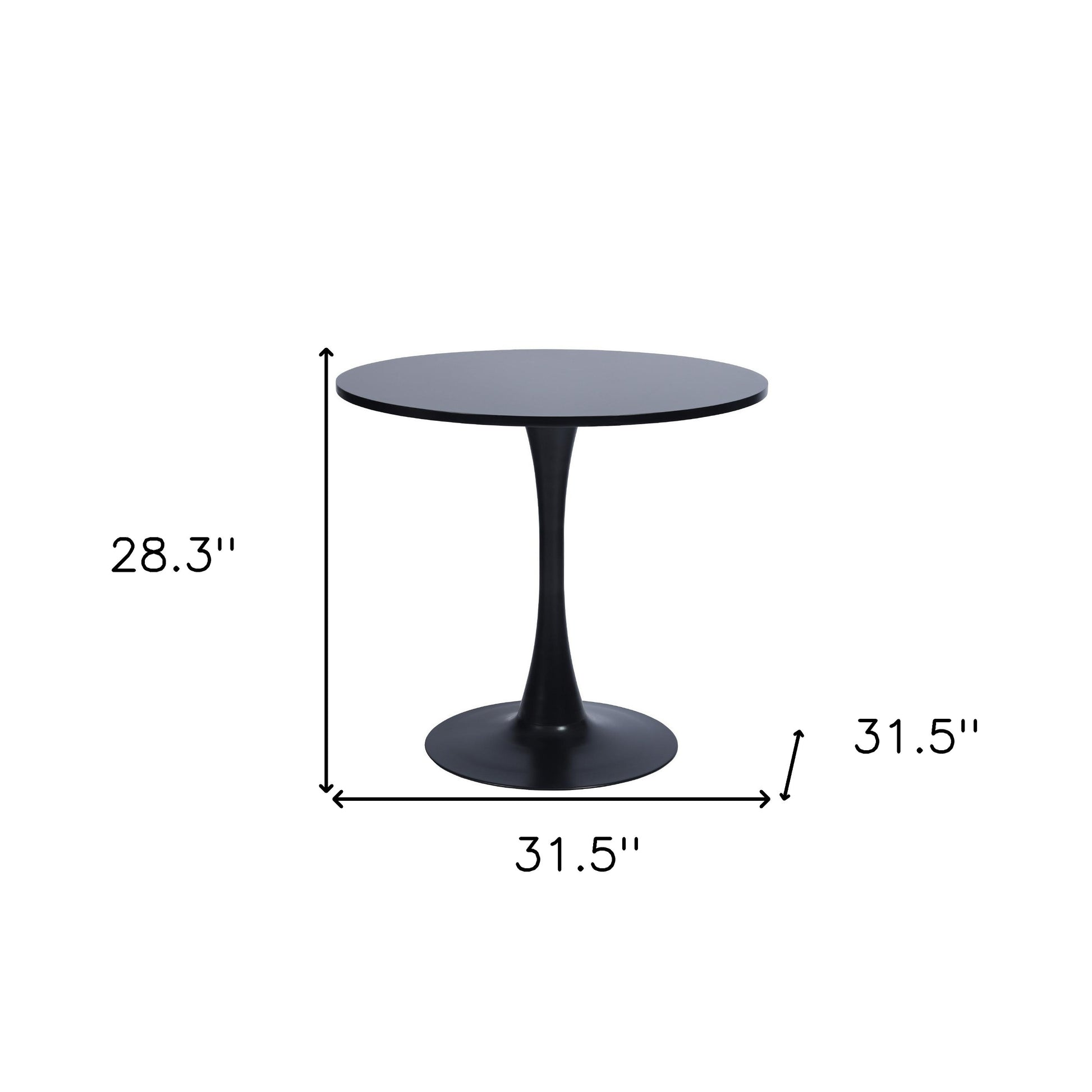 32" Black Wood Pedestal Base Round Top Dining Table-8