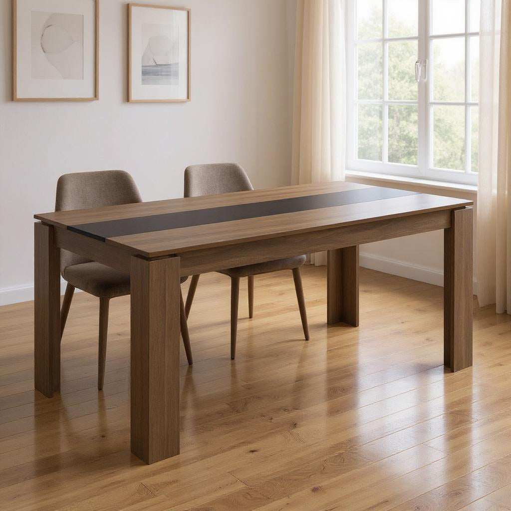 55" Brown and Black Wood Dining Table-0