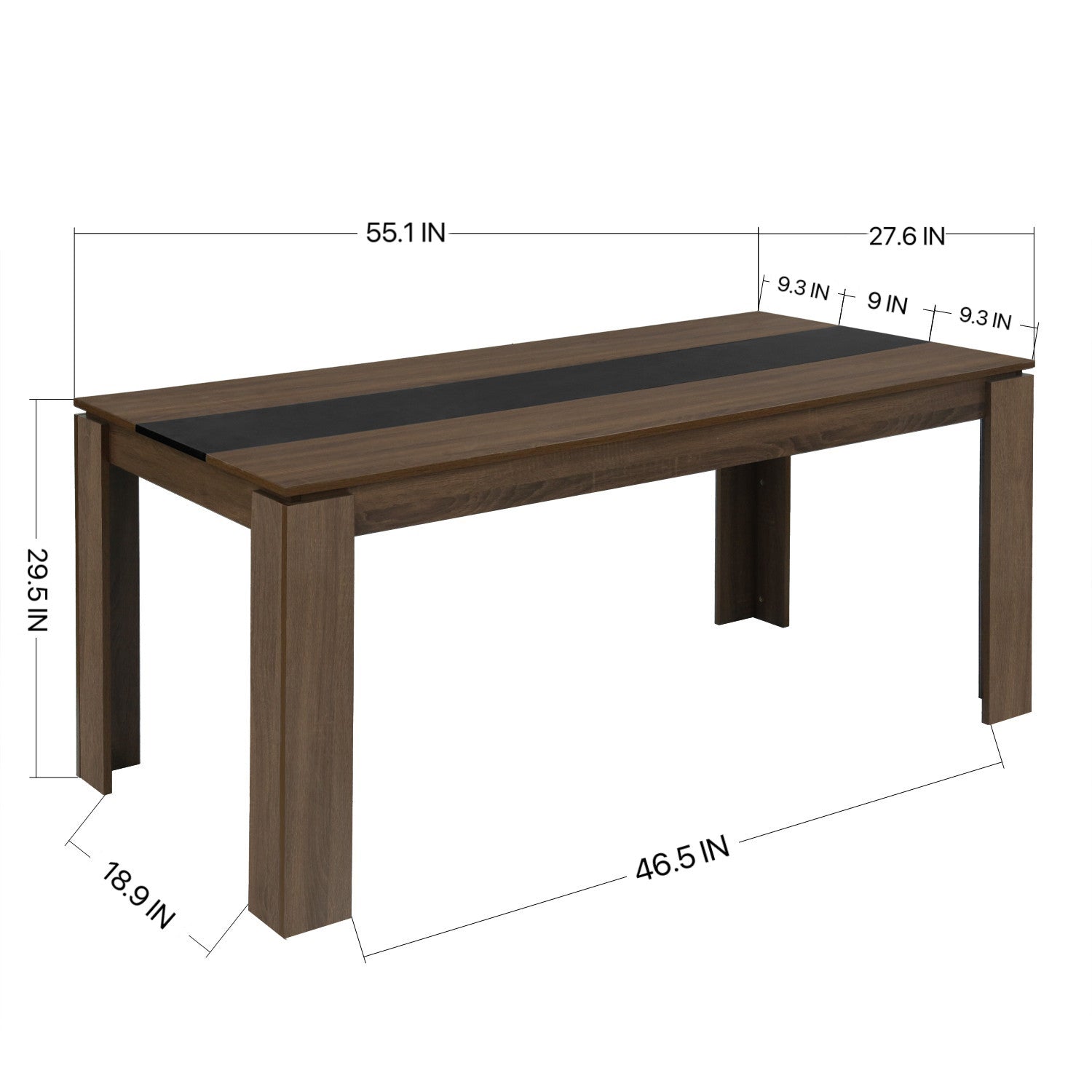55" Brown and Black Wood Dining Table-8