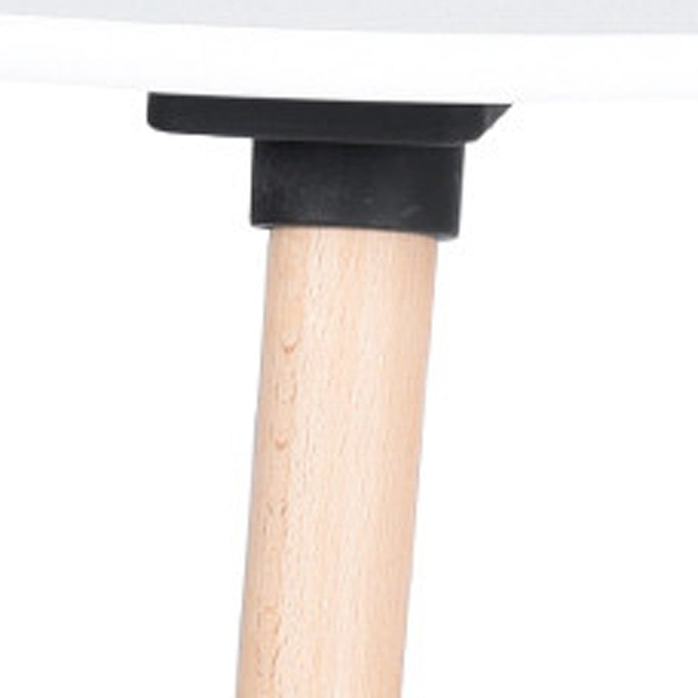 32" White and Natural Wood Round Top Dining Table-6