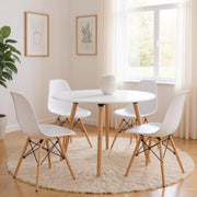 32" White and Natural Wood Round Top Dining Table-0