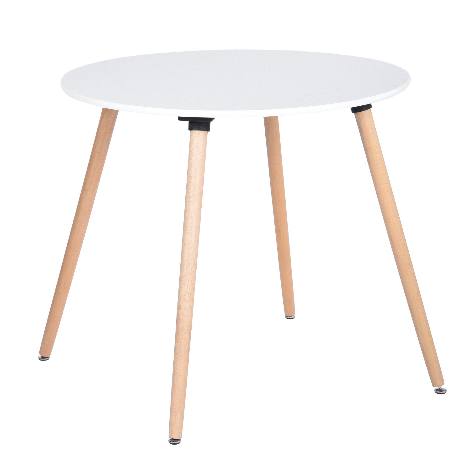 32" White and Natural Wood Round Top Dining Table-1