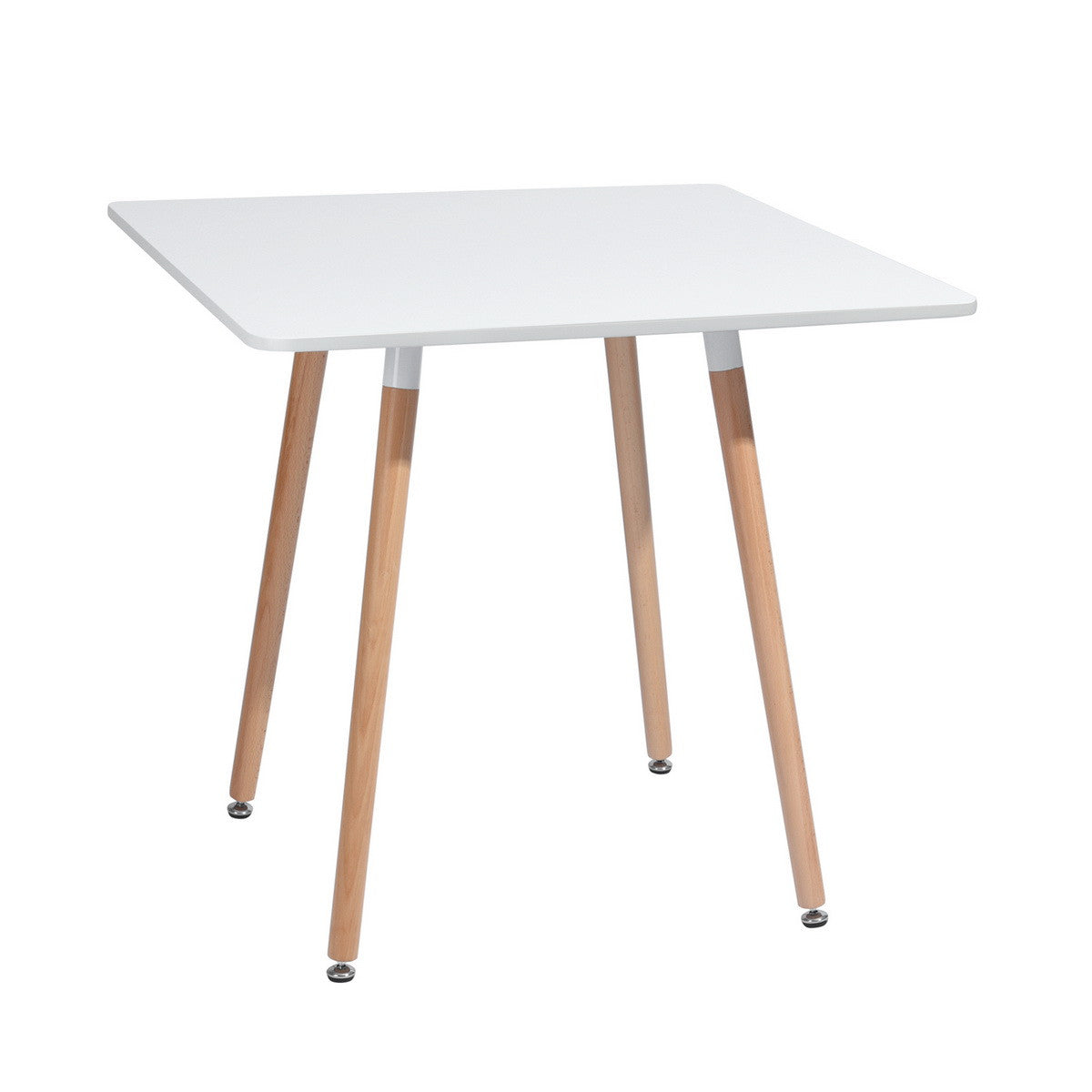 32" White and Natural Wood and Solid Wood Square Dining Table-1