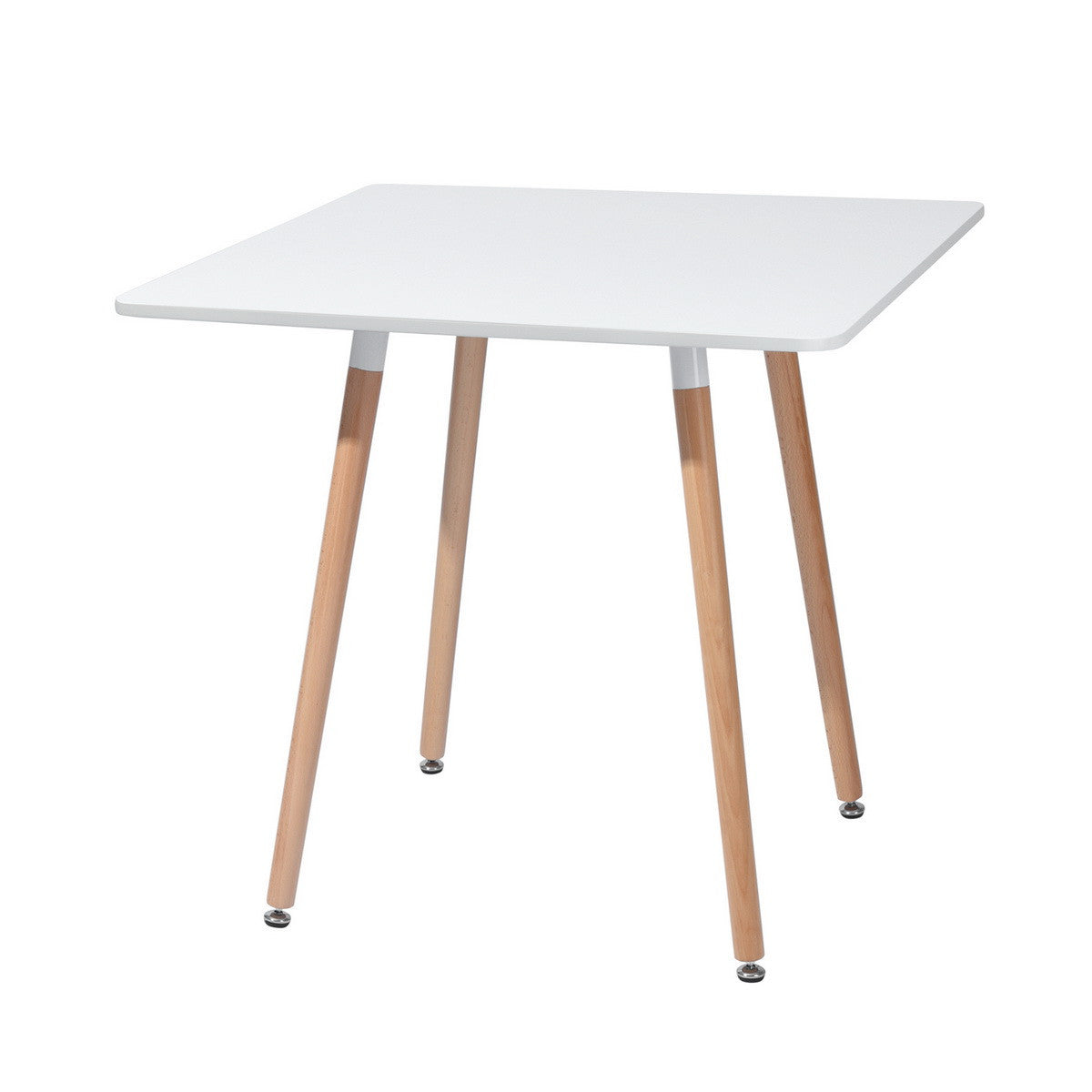 32" White and Natural Wood and Solid Wood Square Dining Table-2