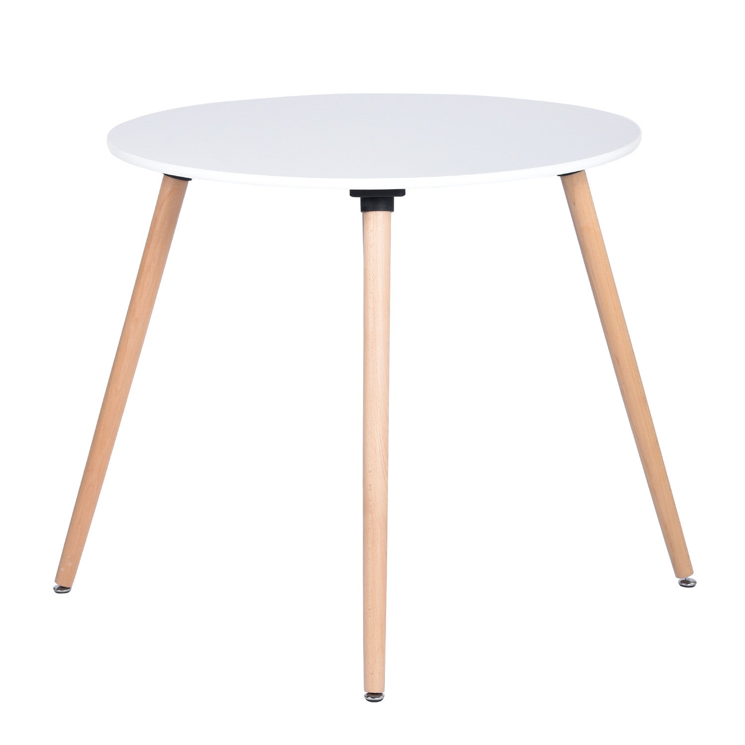 32" White and Natural Wood Round Top Dining Table-1
