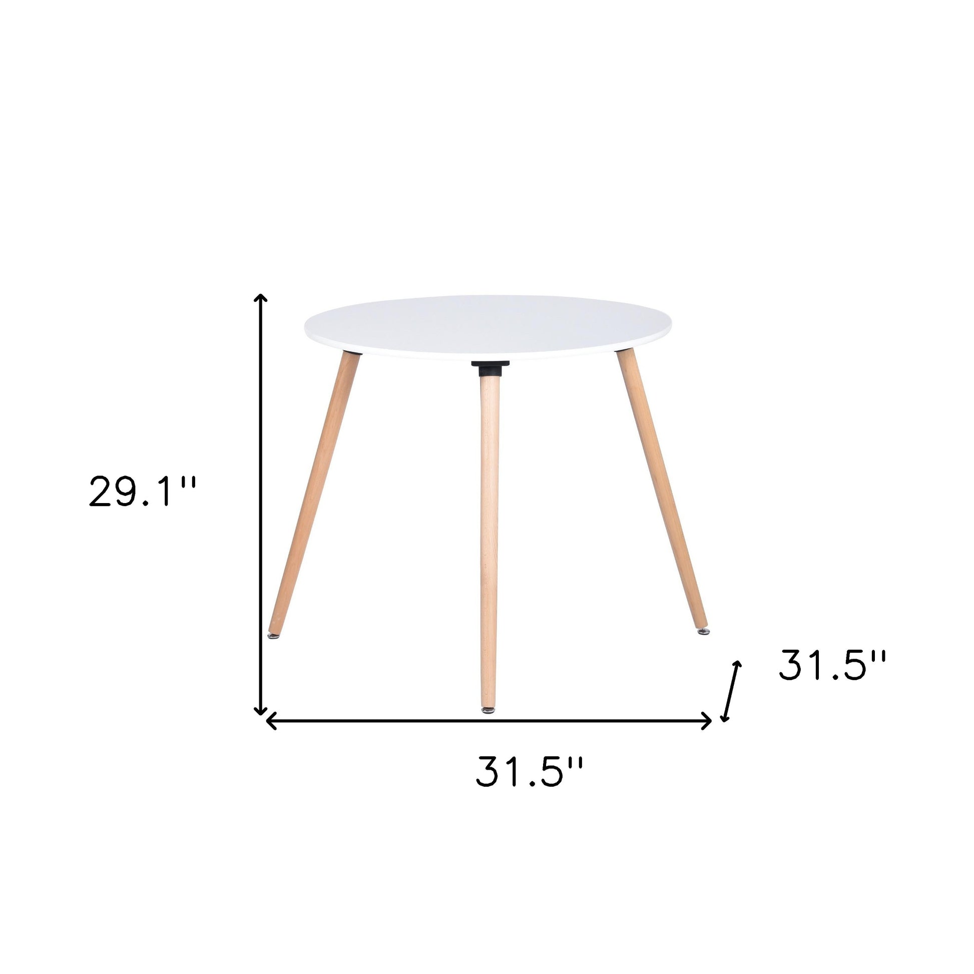 32" White and Natural Wood Round Top Dining Table-8