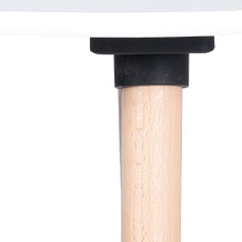 32" White and Natural Wood Round Top Dining Table-4