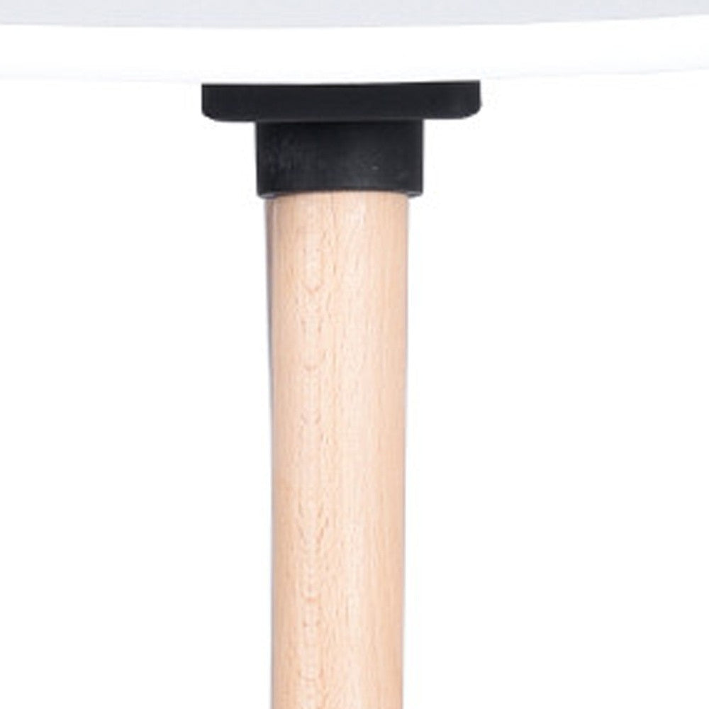 32" White and Natural Wood Round Top Dining Table-5