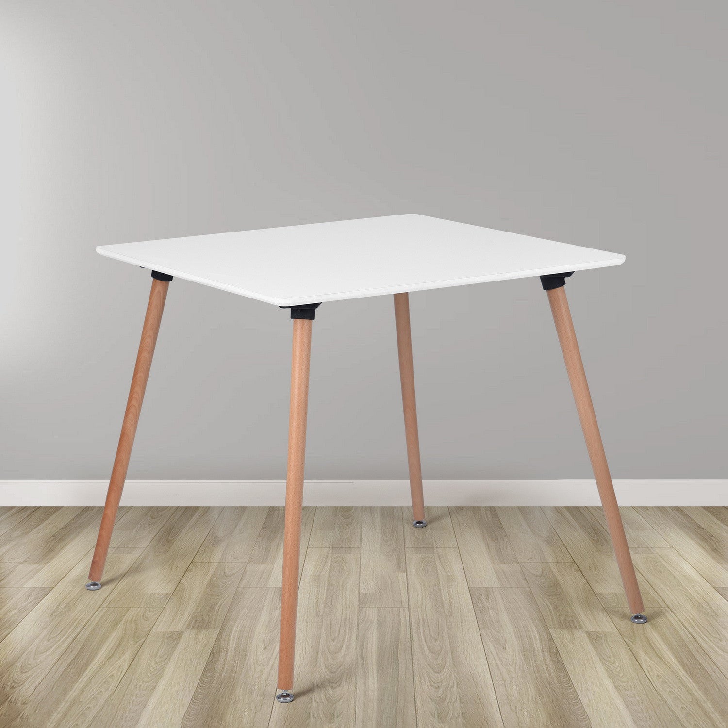 32" White and Natural Wood Square Dining Table-6