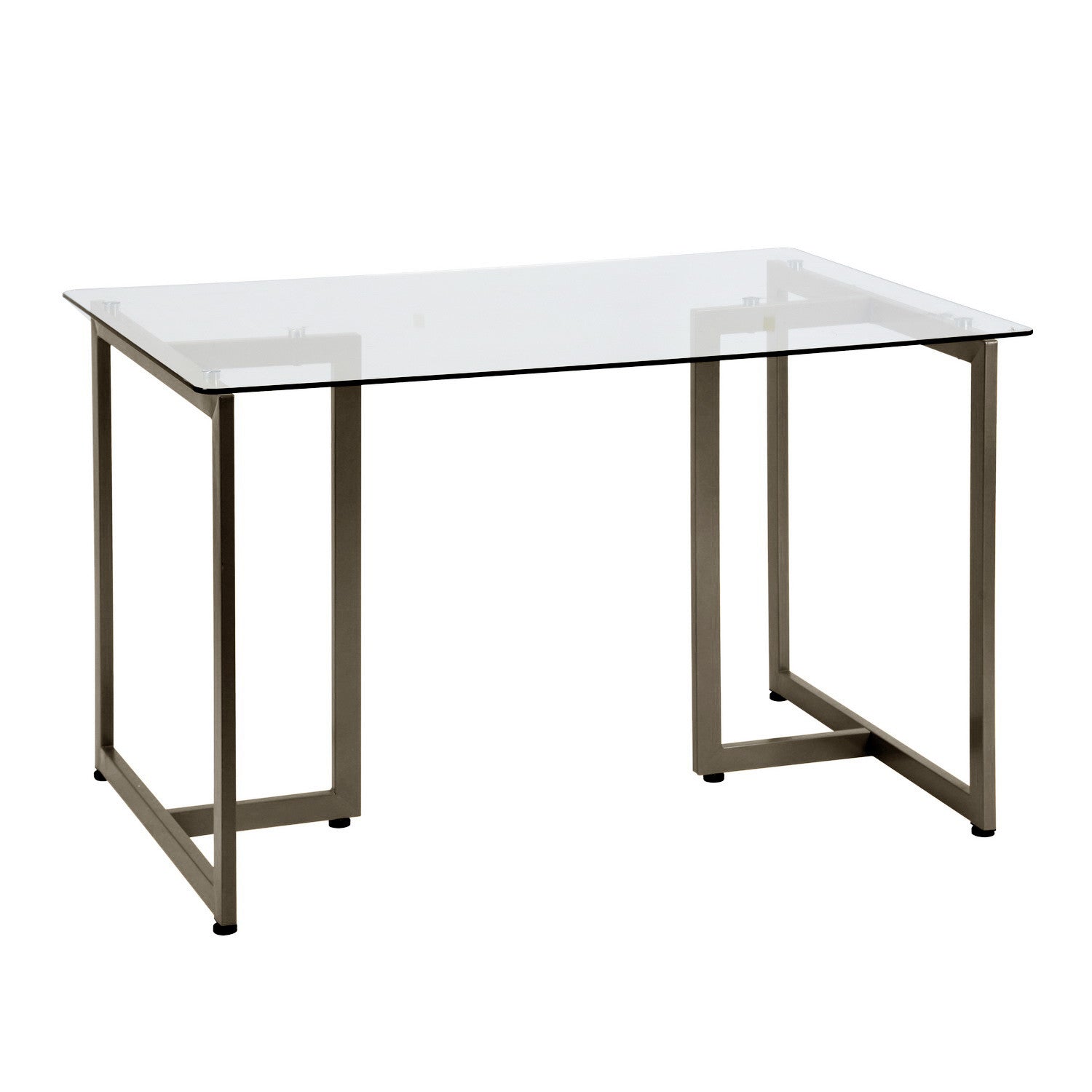 47" Clear And Gold Glass And Stainless Steel Sled Base Dining Table-1