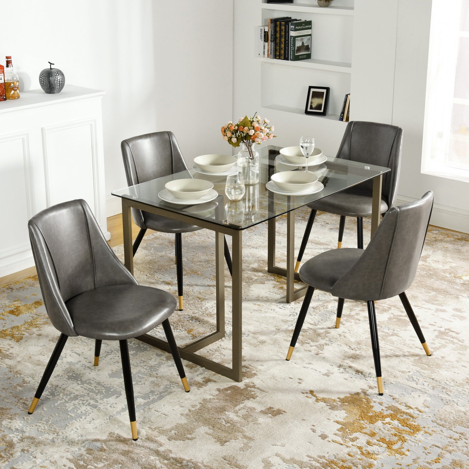 47" Clear And Gold Glass And Stainless Steel Sled Base Dining Table-8