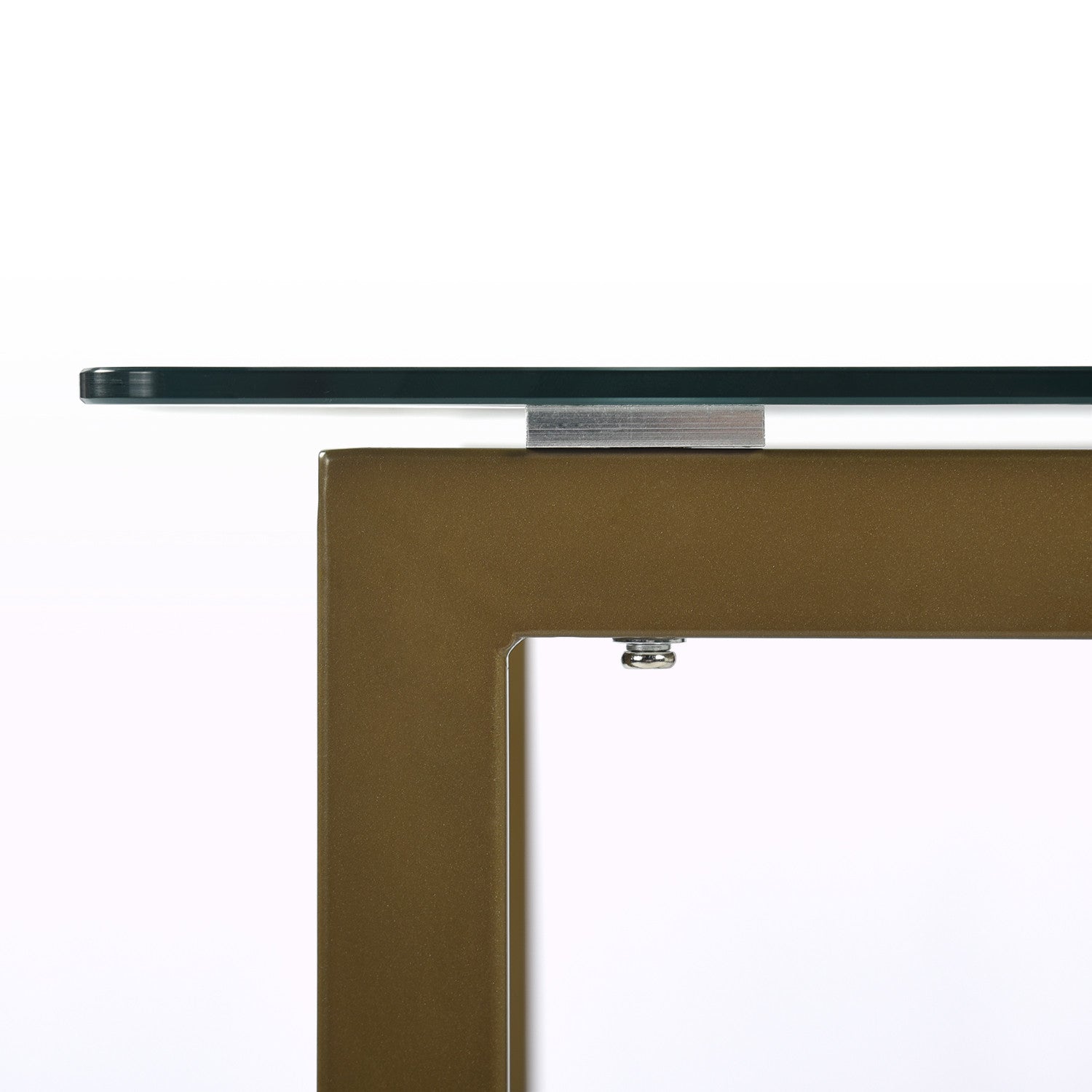 47" Clear And Gold Glass And Stainless Steel Sled Base Dining Table-5