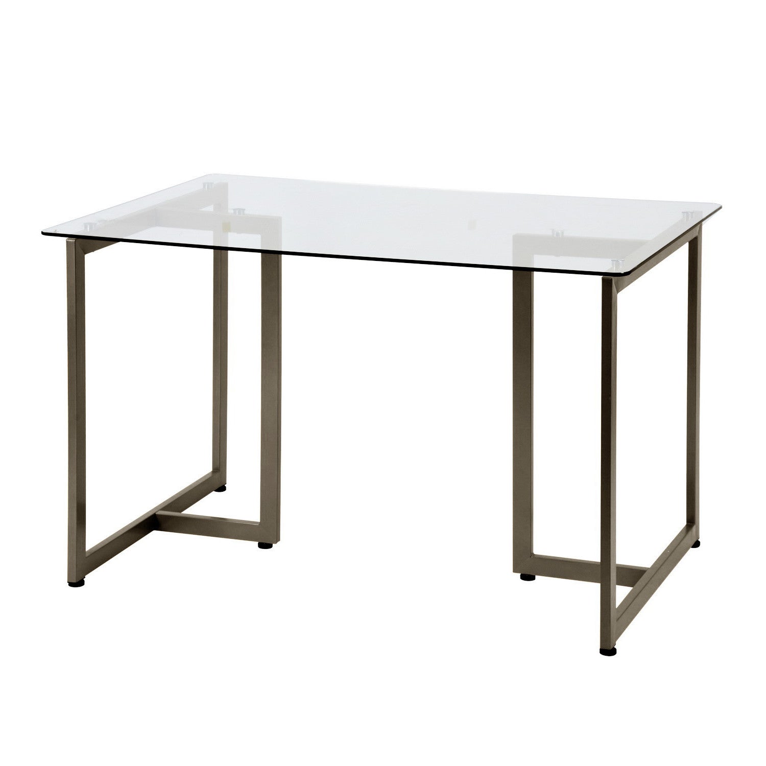 47" Clear And Gold Glass And Stainless Steel Sled Base Dining Table-2