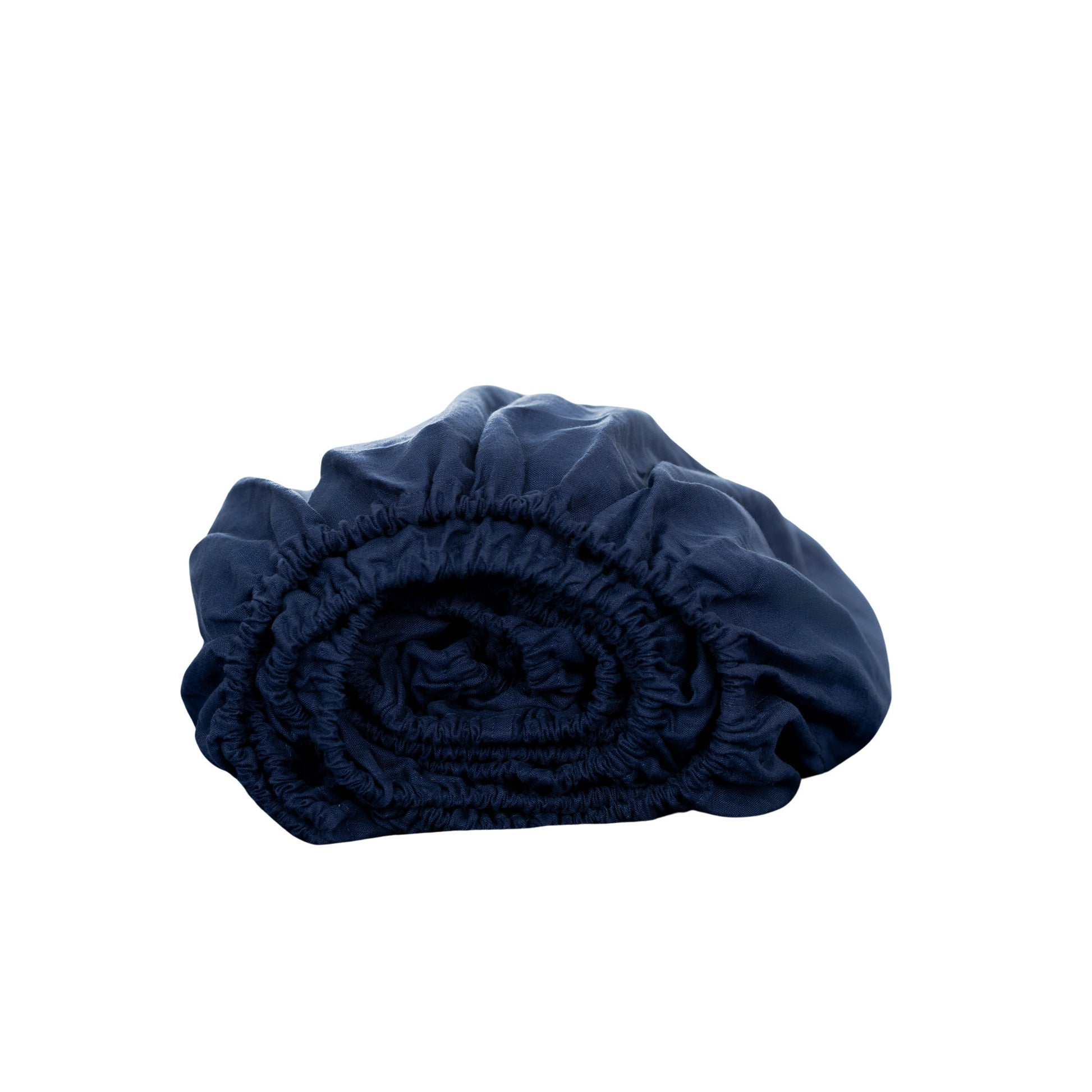 Navy Blue Linen King Fitted Sheet-Bed Sheets-DECOROLALA