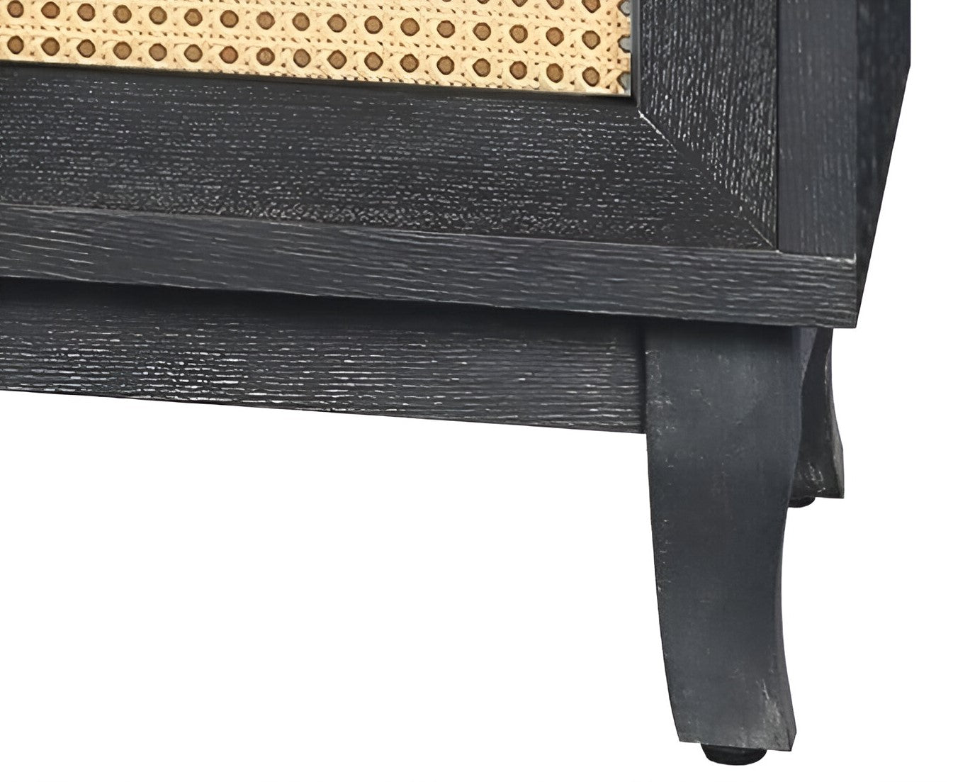 65" Charcoal and Natural Wood and Rattan Sideboard with Four Doors-Sideboards-DECOROLALA