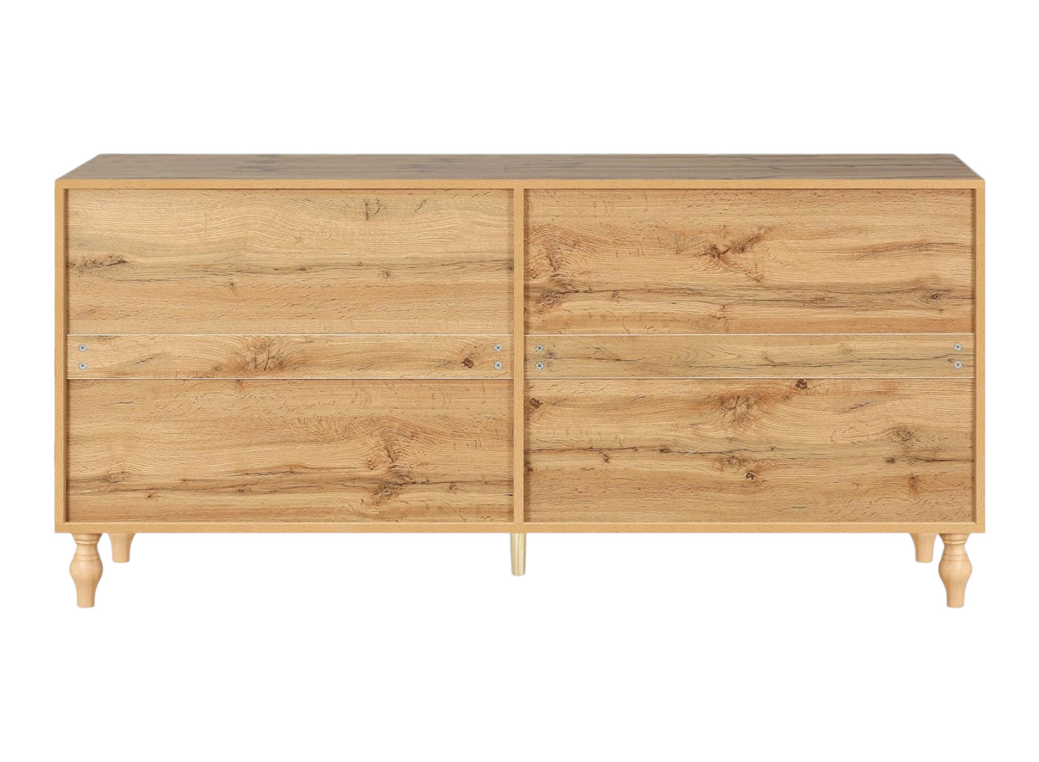 68" Natural Distressed Carved Geometric Sideboard with Four Doors-Sideboards-DECOROLALA