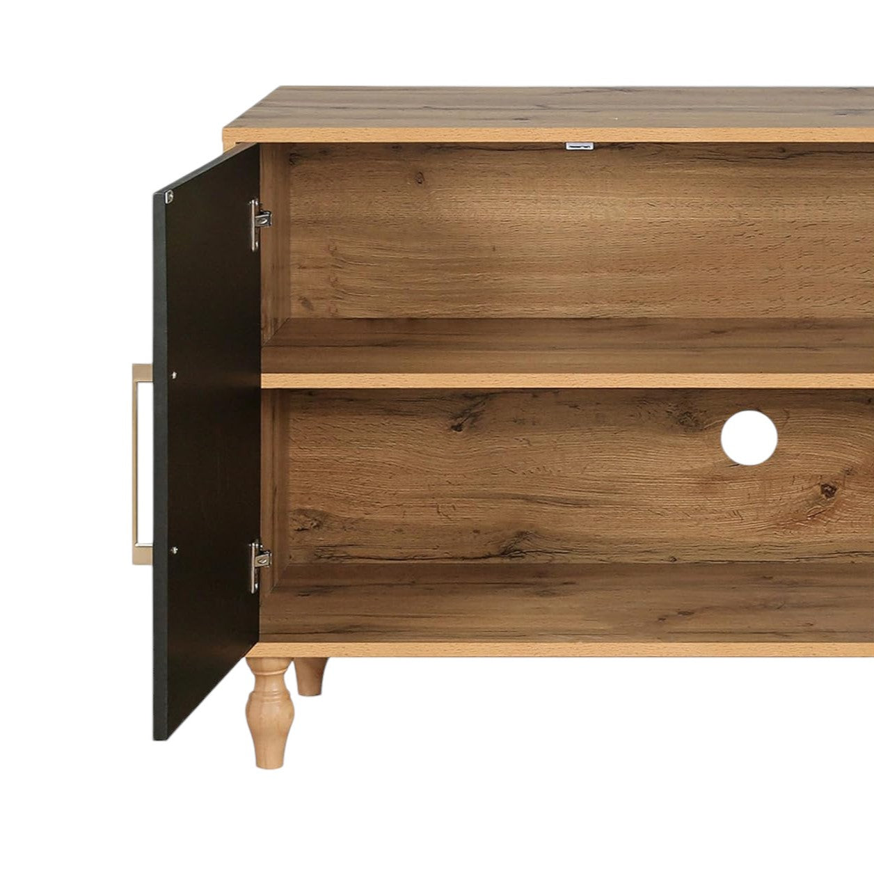 68" Natural Distressed Carved Geometric Sideboard with Four Doors-Sideboards-DECOROLALA