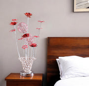 21" Silver and Clear Metal and Faux Crystal Red Roses Bedside Lamp-Table Lamps-DECOROLALA