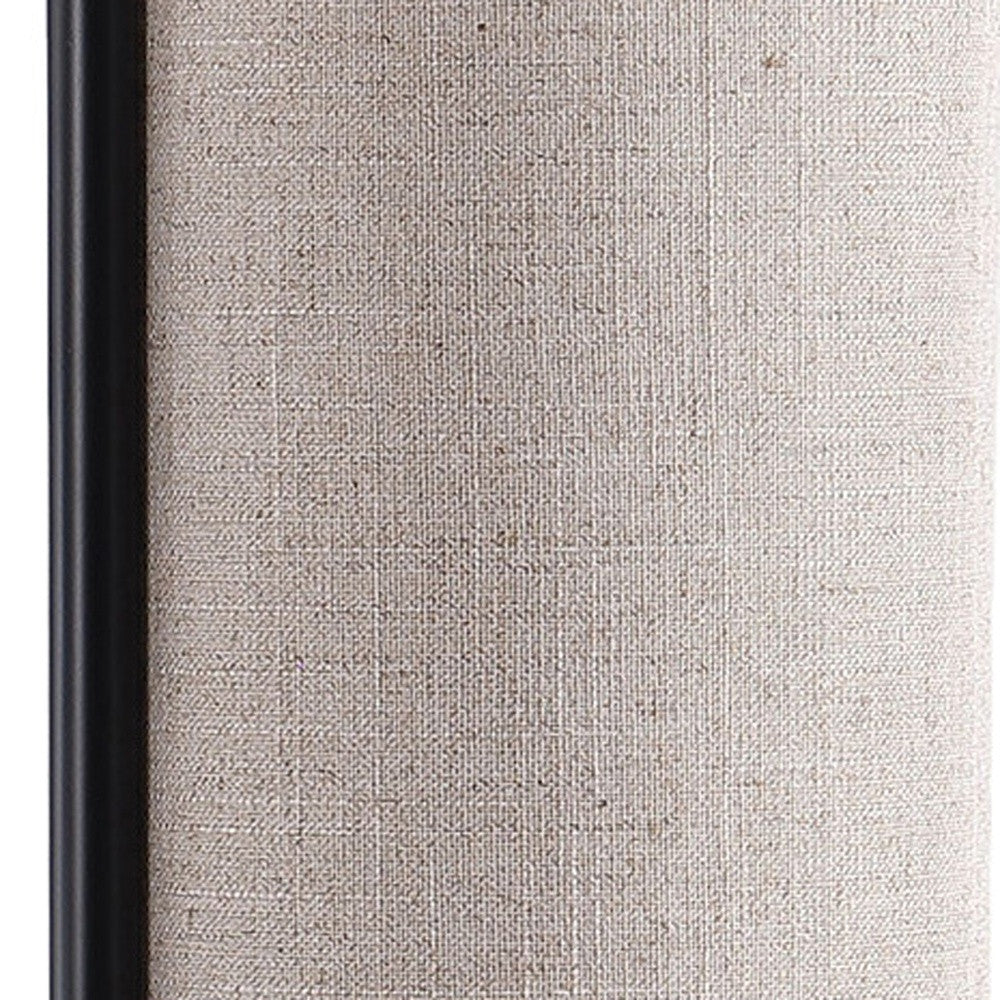 22" Black Metal Bedside Lamp With Beige Cylinder Shade-Table Lamps-DECOROLALA