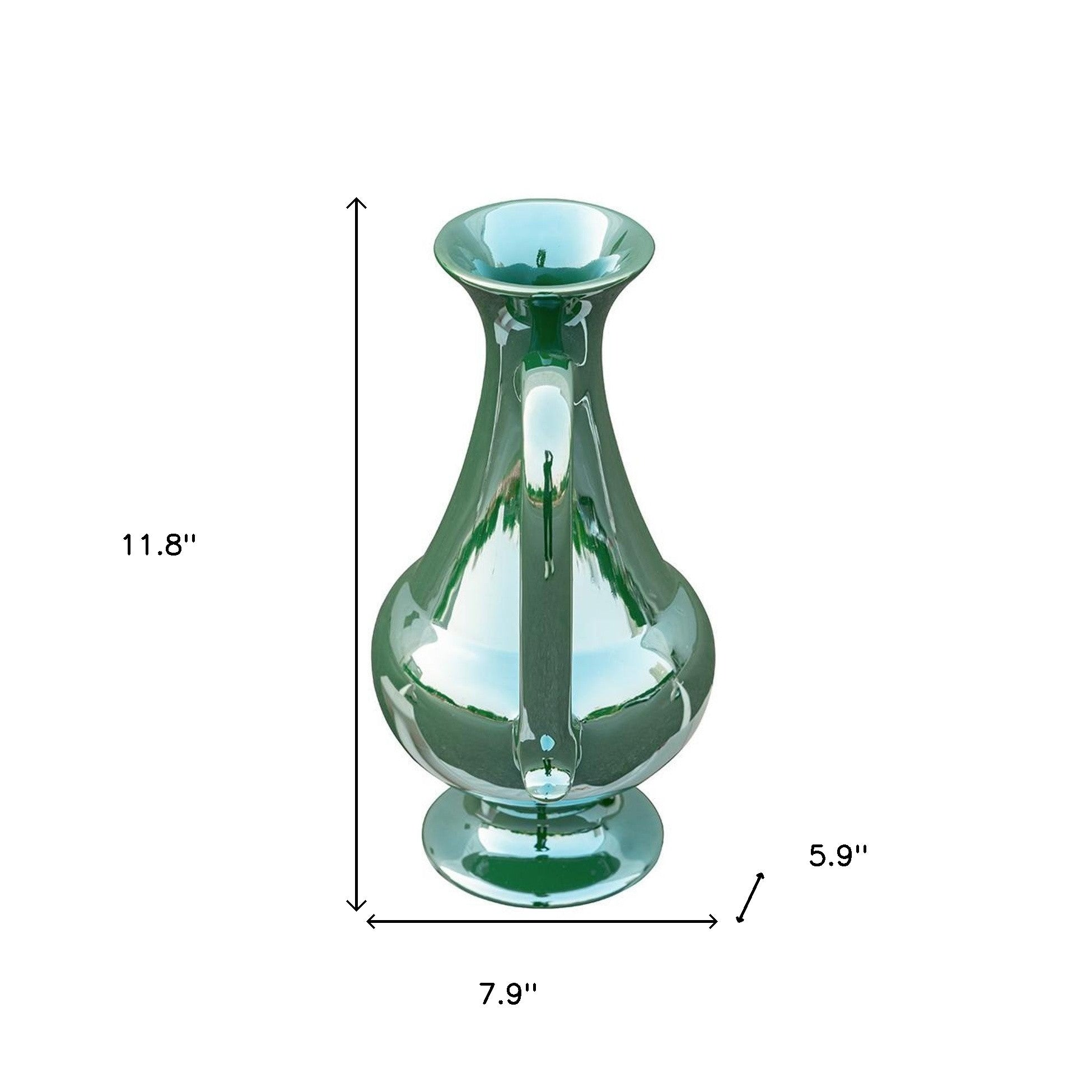 12" Hunter Green Amphora Ceramic Table Vase-Vases-DECOROLALA
