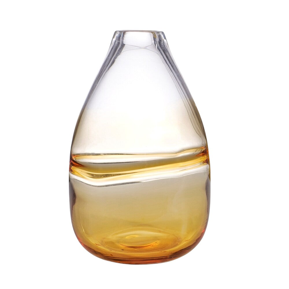 11" Clear And Brown Ombre Round Glass Table Vase-Vases-DECOROLALA