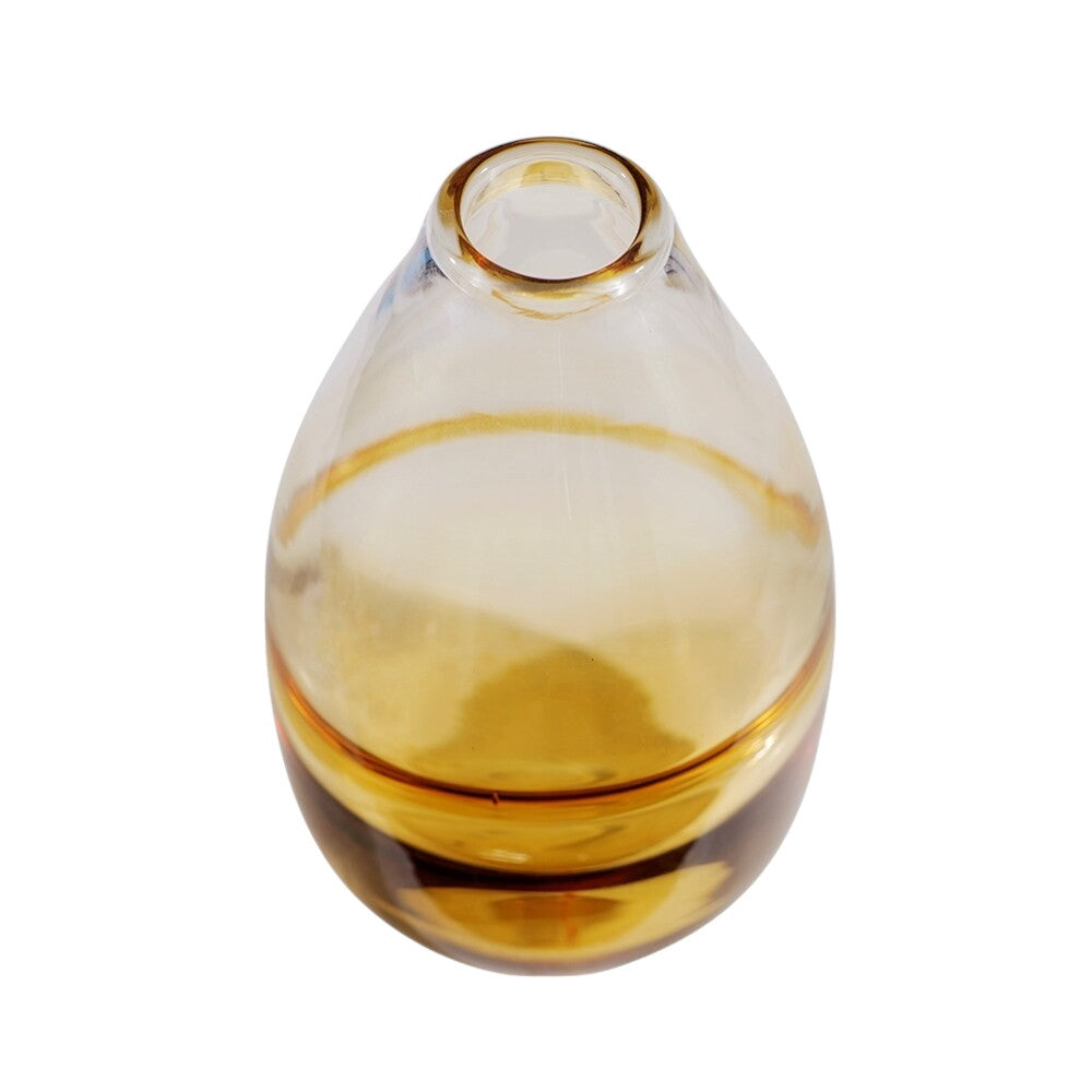 11" Clear And Brown Ombre Round Glass Table Vase-Vases-DECOROLALA