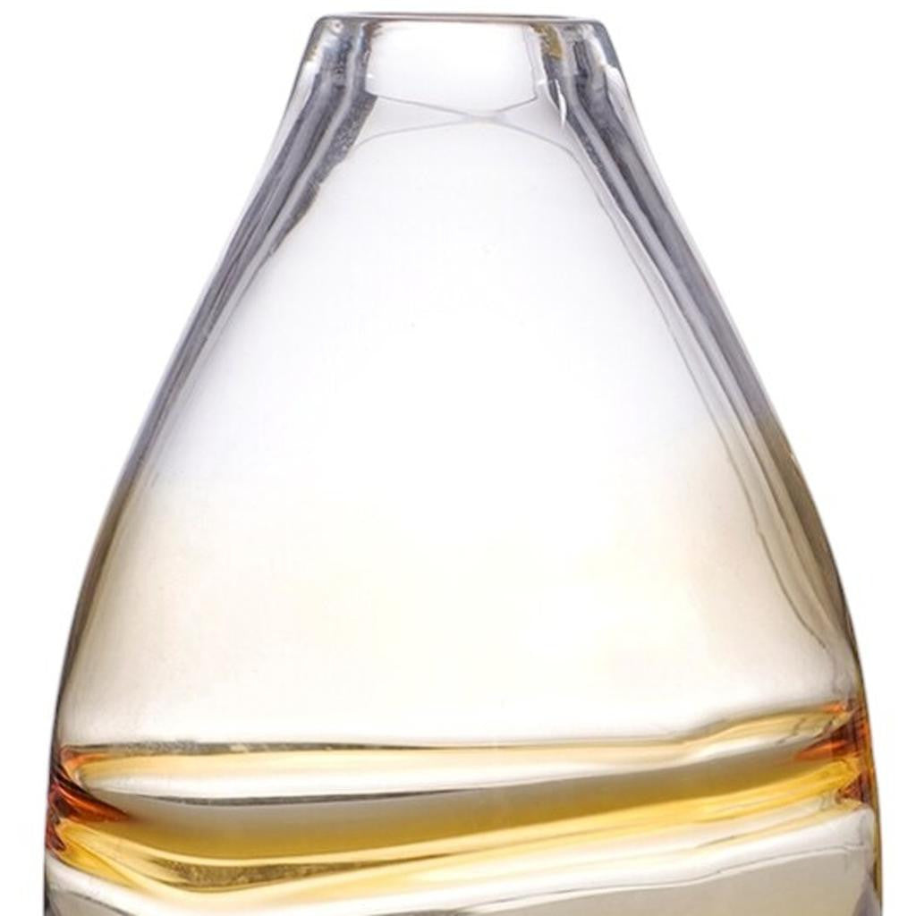 11" Clear And Brown Ombre Round Glass Table Vase-Vases-DECOROLALA