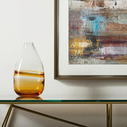 11" Clear And Brown Ombre Round Glass Table Vase-Vases-DECOROLALA