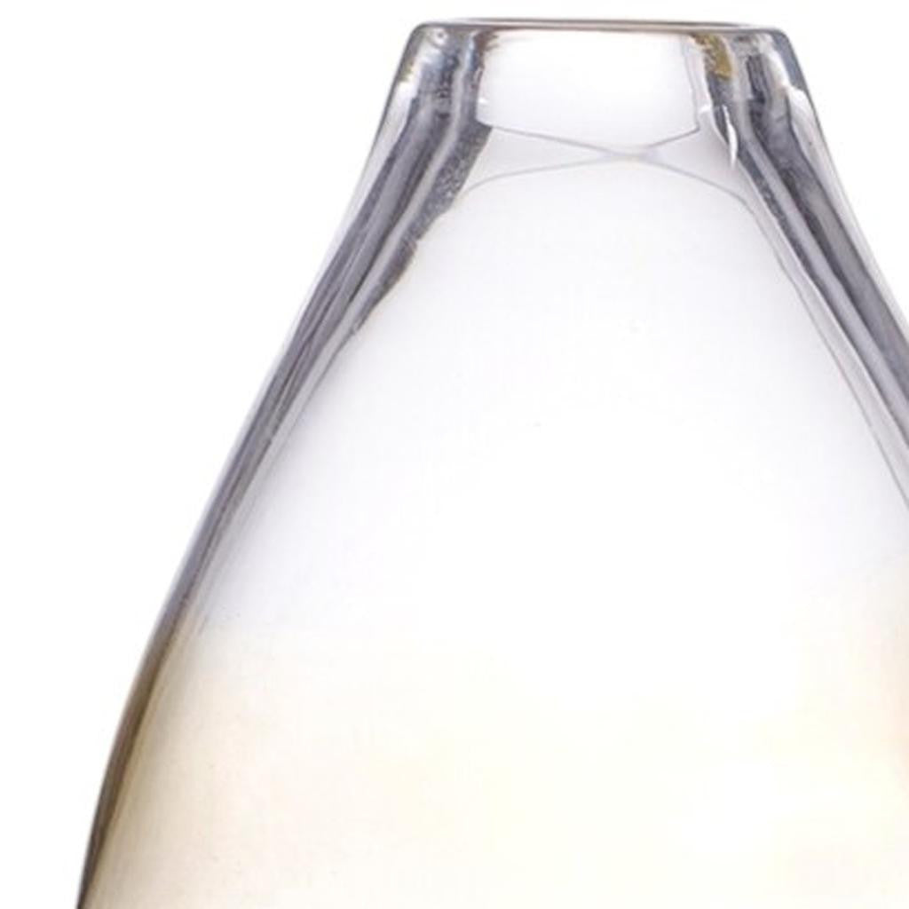 11" Clear And Brown Ombre Round Glass Table Vase-Vases-DECOROLALA