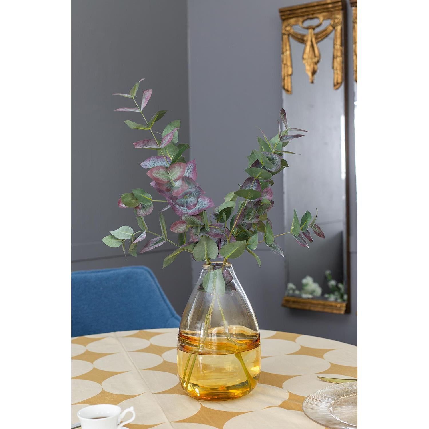 11" Clear And Brown Ombre Round Glass Table Vase-Vases-DECOROLALA